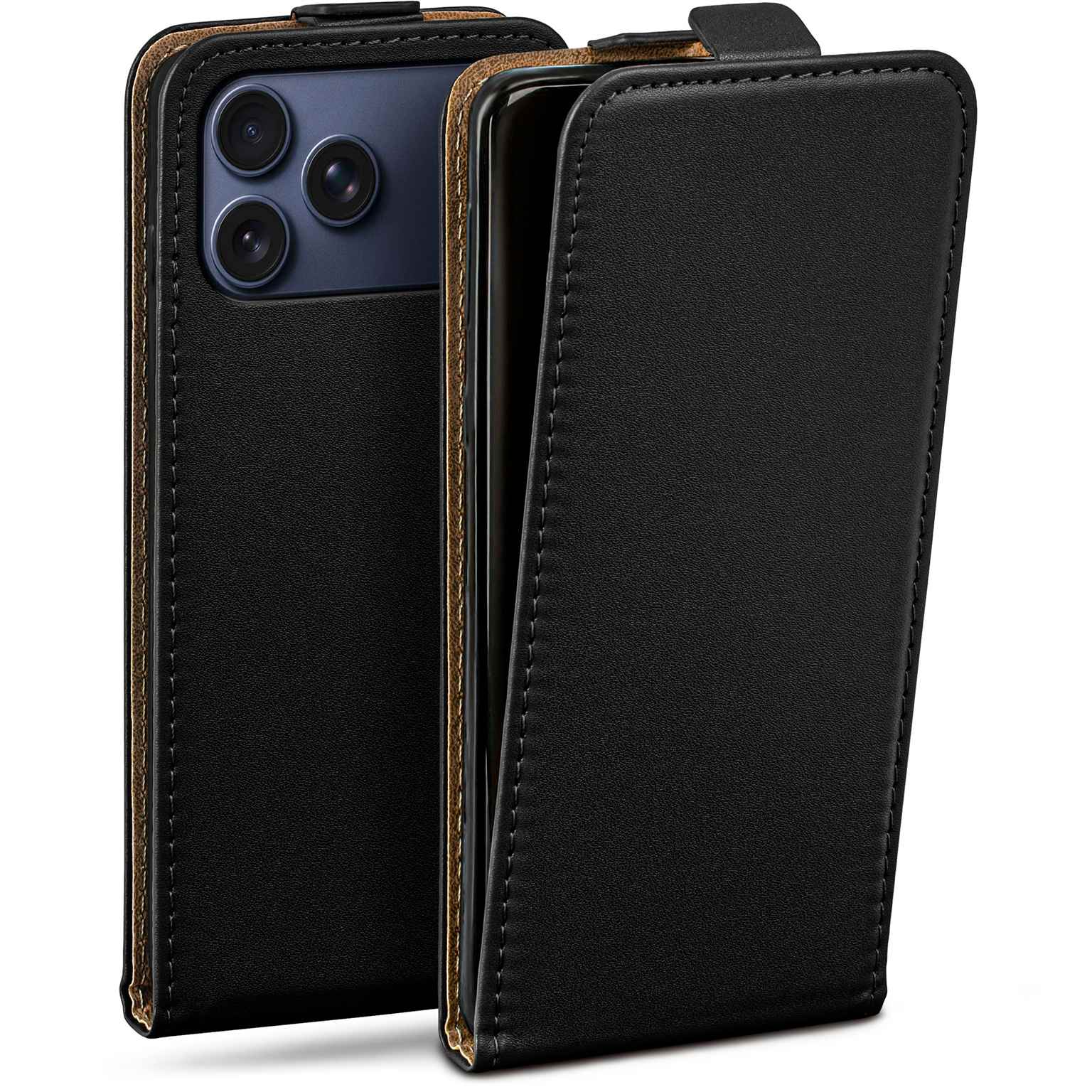 moex Flip Case iPhone 18 Pro Klapphülle Leder Optik – Produktbild 1