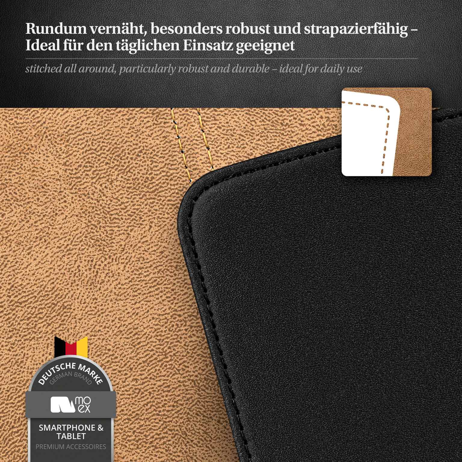 moex Flip Case iPhone 18 Pro Klapphülle Leder Optik – Produktbild 5