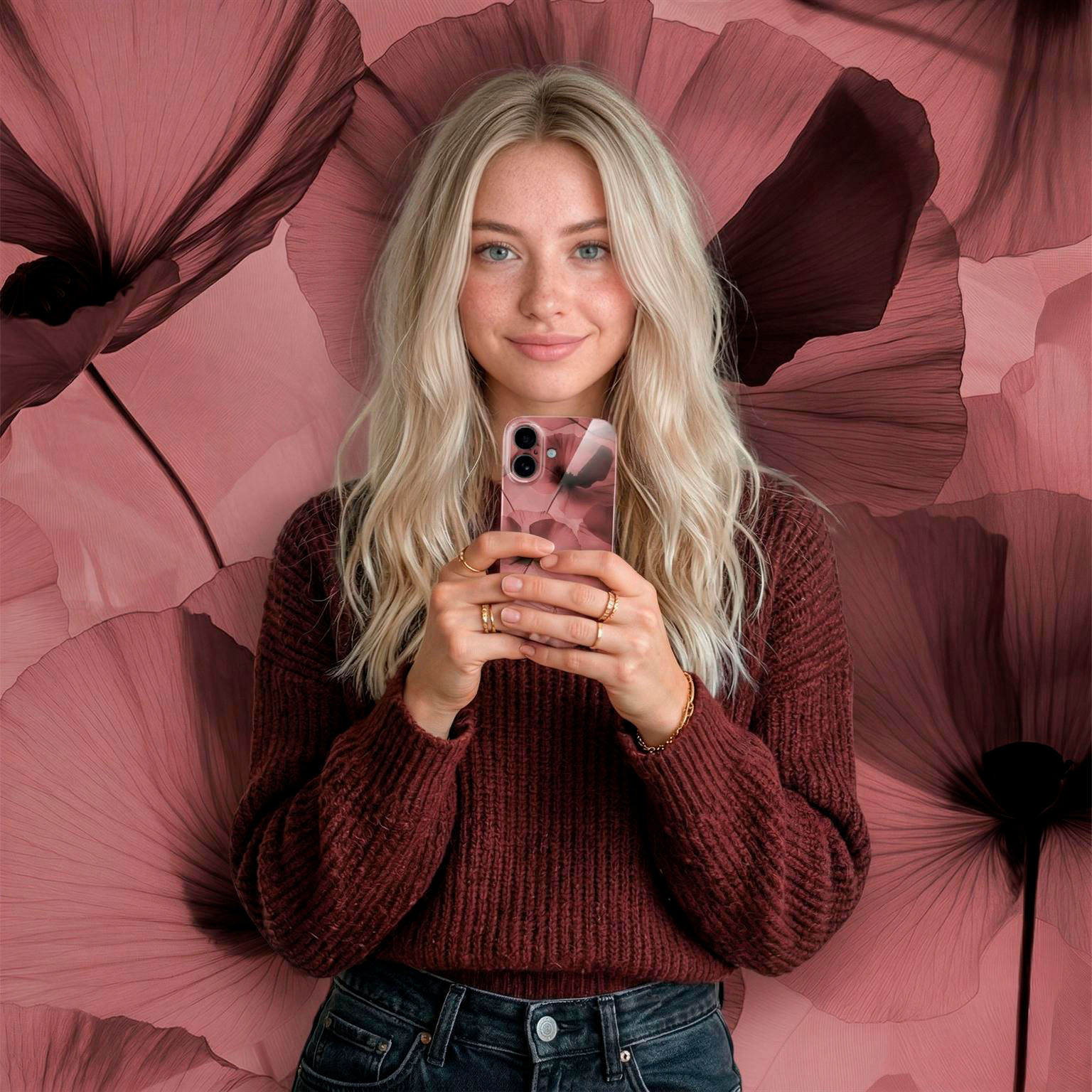 ONEFLOW Flower Cover iPhone 15 Pro Hülle mit Blumen Design – Produktbild 3